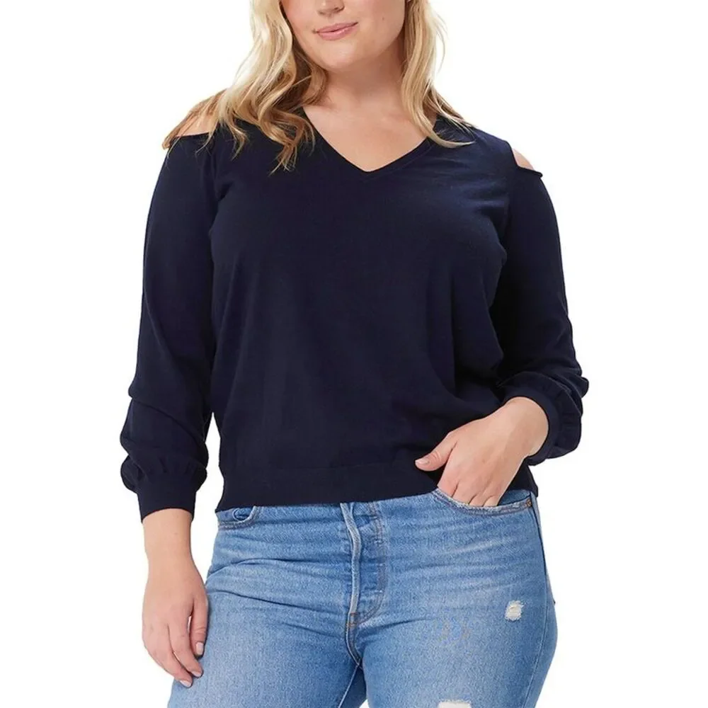 Minnie Rose Womens  Plus Cashmere-Blend Sweater